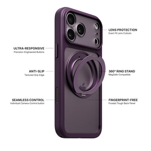 iiCASE Glacier 360 Ring Stand Case iPhone Case in Frost Dark Plum shown on silver iPhone detail image