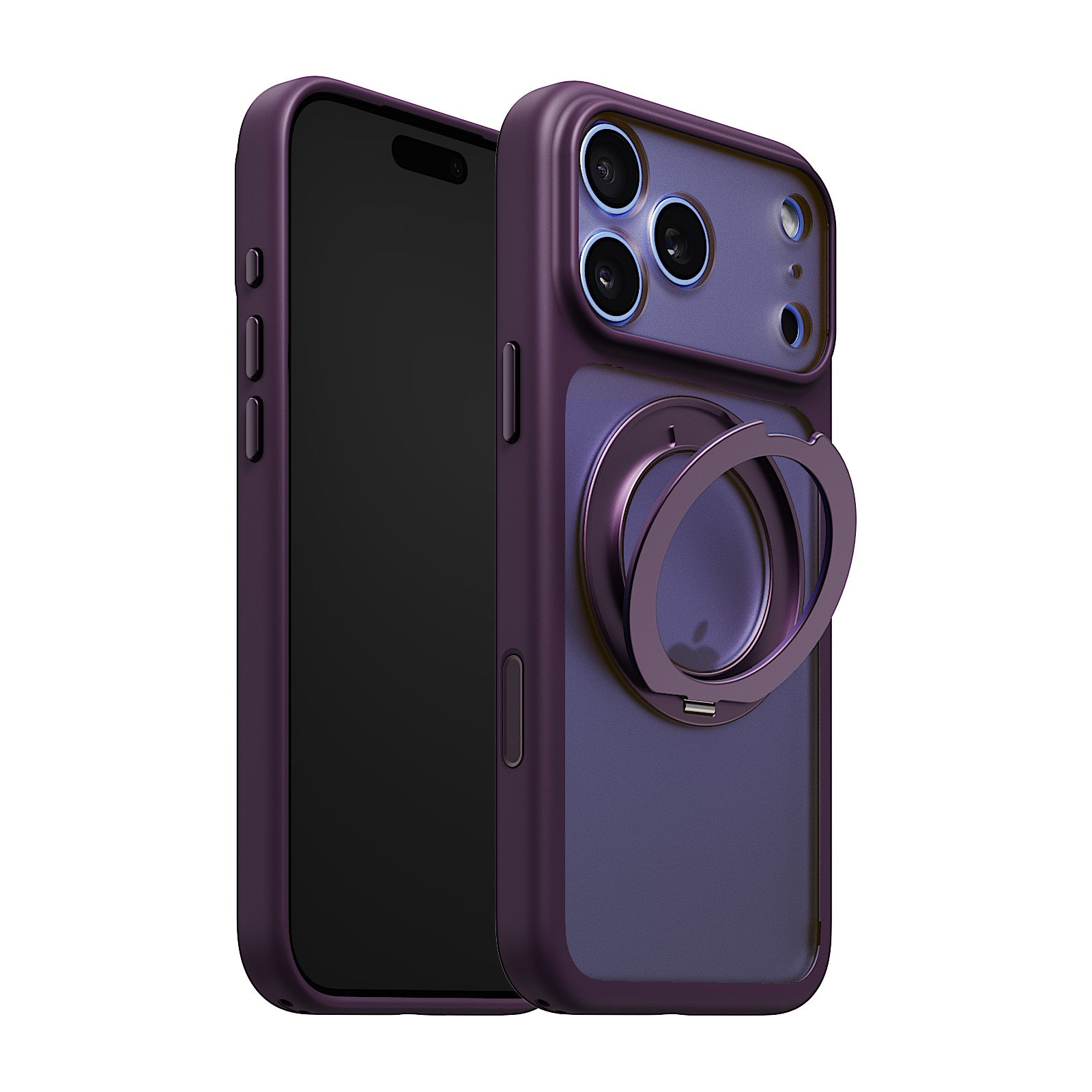 iiCASE Glacier 360 Ring Stand Case iPhone Case in Frost Dark Plum shown on ice blue iPhone detail image