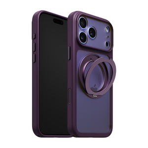 iiCASE Glacier 360 Ring Stand Case iPhone Case in Frost Dark Plum shown on ice blue iPhone detail image