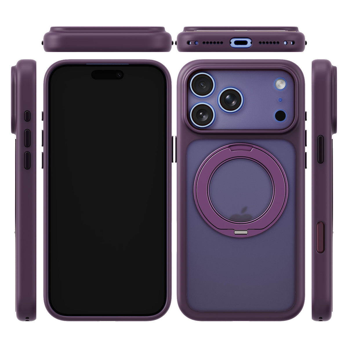 iiCASE Glacier 360 Ring Stand Case iPhone Case in Frost Dark Plum shown on ice blue iPhone detail image