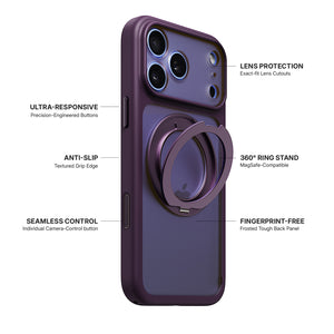 iiCASE Glacier 360 Ring Stand Case iPhone Case in Frost Dark Plum shown on ice blue iPhone detail image