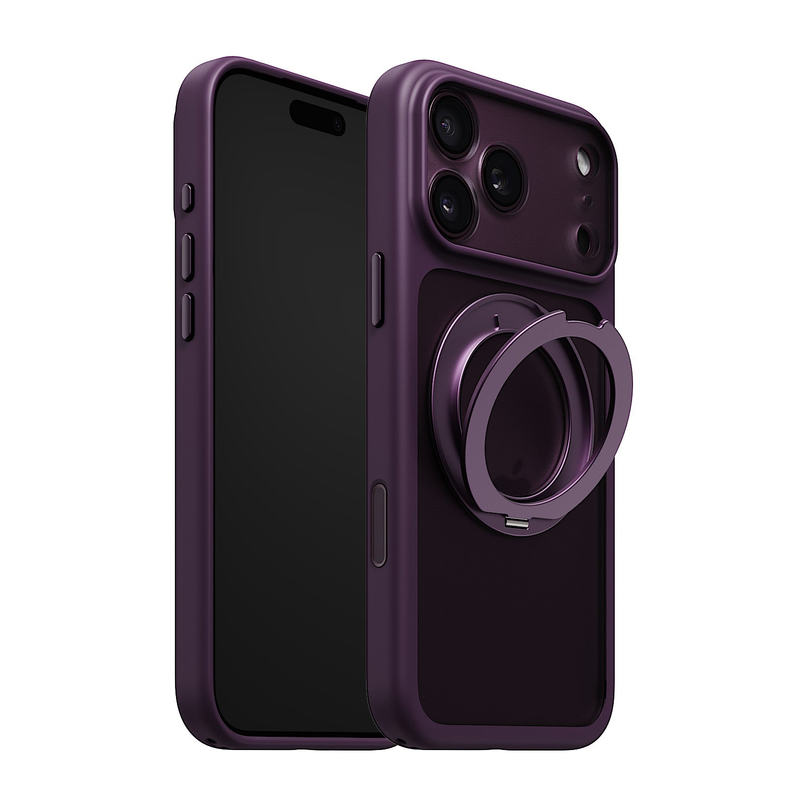 iiCASE Glacier 360 Ring Stand Case iPhone Case in Frost Dark Plum shown on purple iPhone detail image