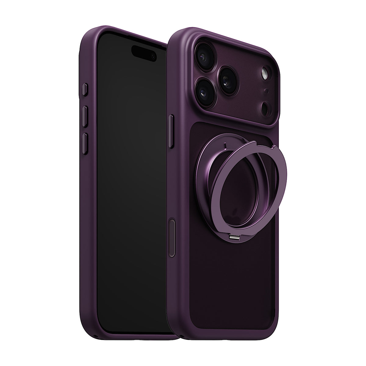 iiCASE Glacier 360 Ring Stand Case iPhone Case in Frost Dark Plum shown on purple iPhone detail image