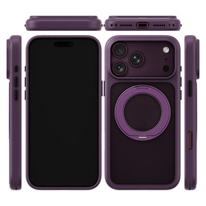 iiCASE Glacier 360 Ring Stand Case iPhone Case in Frost Dark Plum shown on purple iPhone detail image