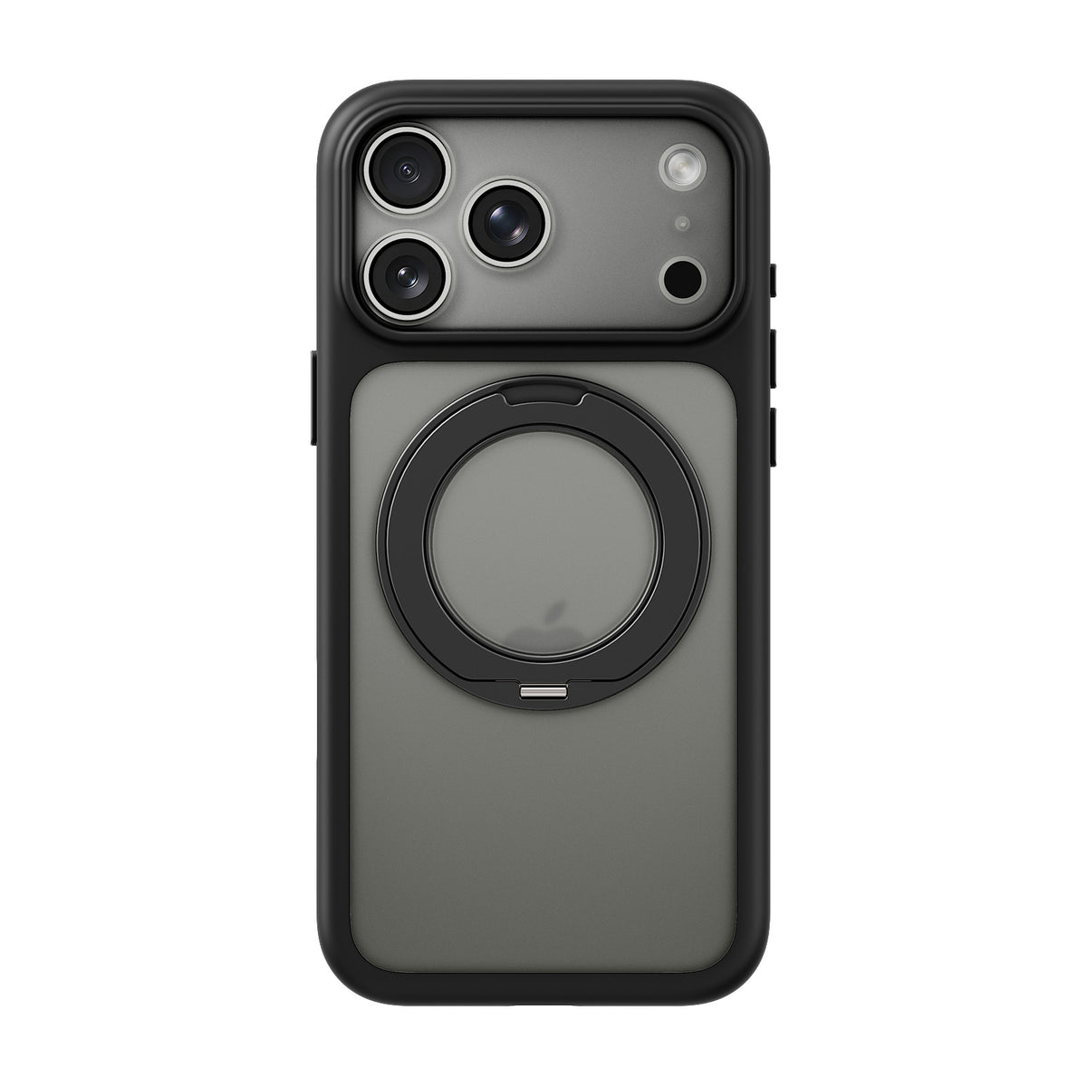 iiCASE Glacier 360 Ring Stand Case iPhone Case in Frost Smoke Black shown on silver iPhone detail image