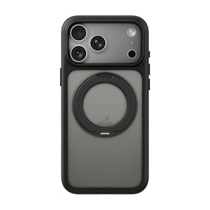 iiCASE Glacier 360 Ring Stand Case iPhone Case in Frost Smoke Black shown on silver iPhone detail image