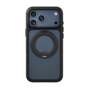 iiCASE Glacier 360 Ring Stand Case iPhone Case in Frost Smoke Black shown on ice blue iPhone detail image