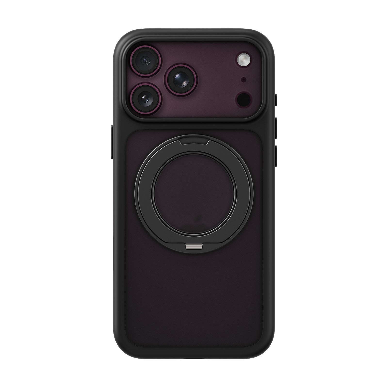 iiCASE Glacier 360 Ring Stand Case iPhone Case in Frost Smoke Black shown on purple iPhone detail image