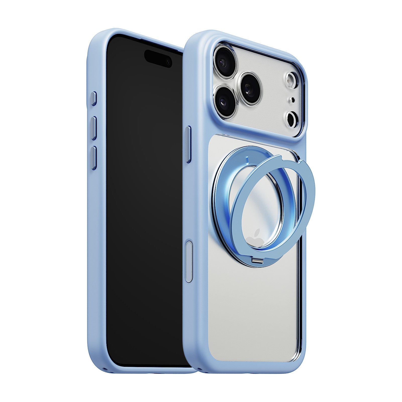 iiCASE Glacier 360 Ring Stand Case iPhone Case in Crystal Ice Blue shown on silver iPhone product image