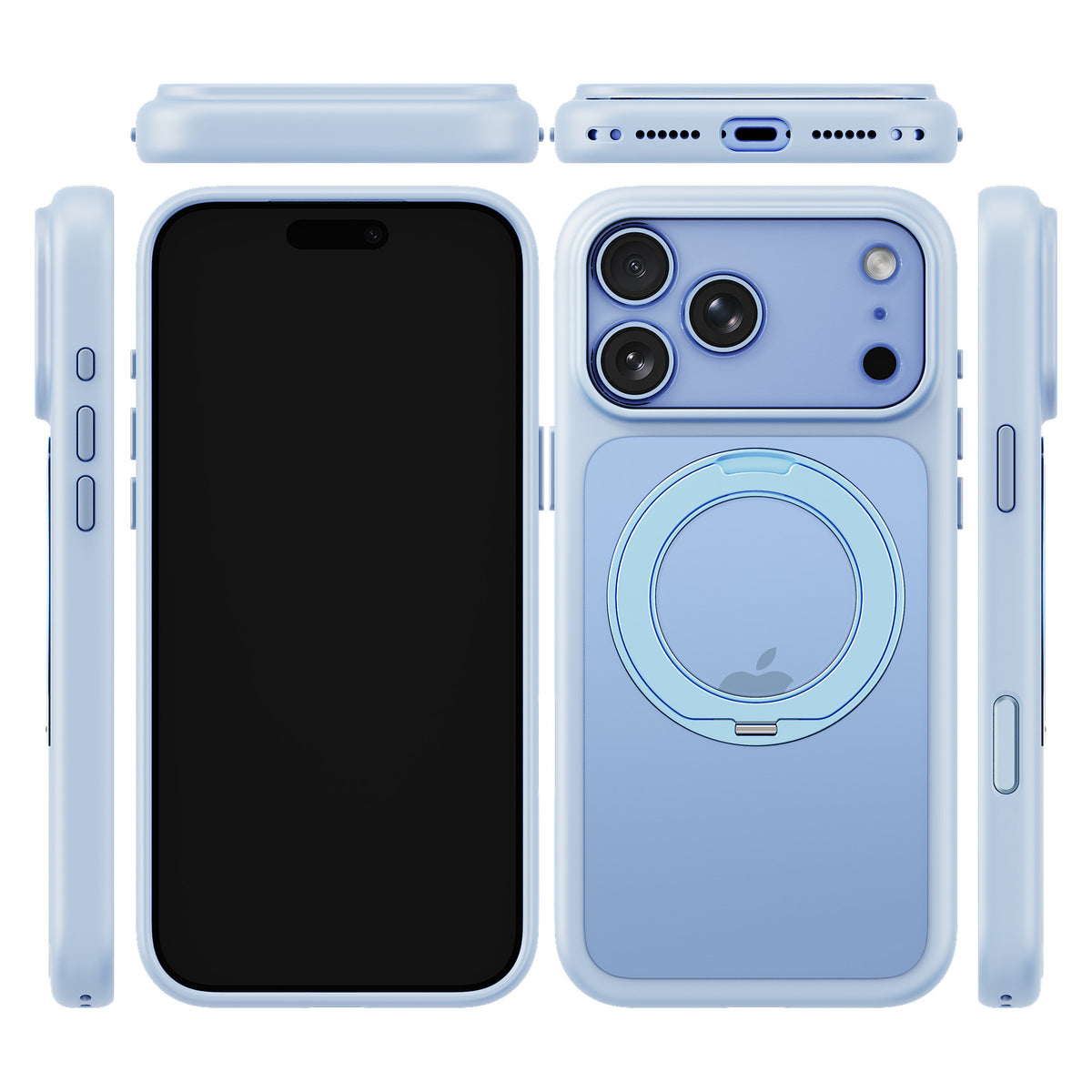 iiCASE Glacier 360 Ring Stand Case iPhone Case in Crystal Ice Blue shown on ice blue iPhone detail image