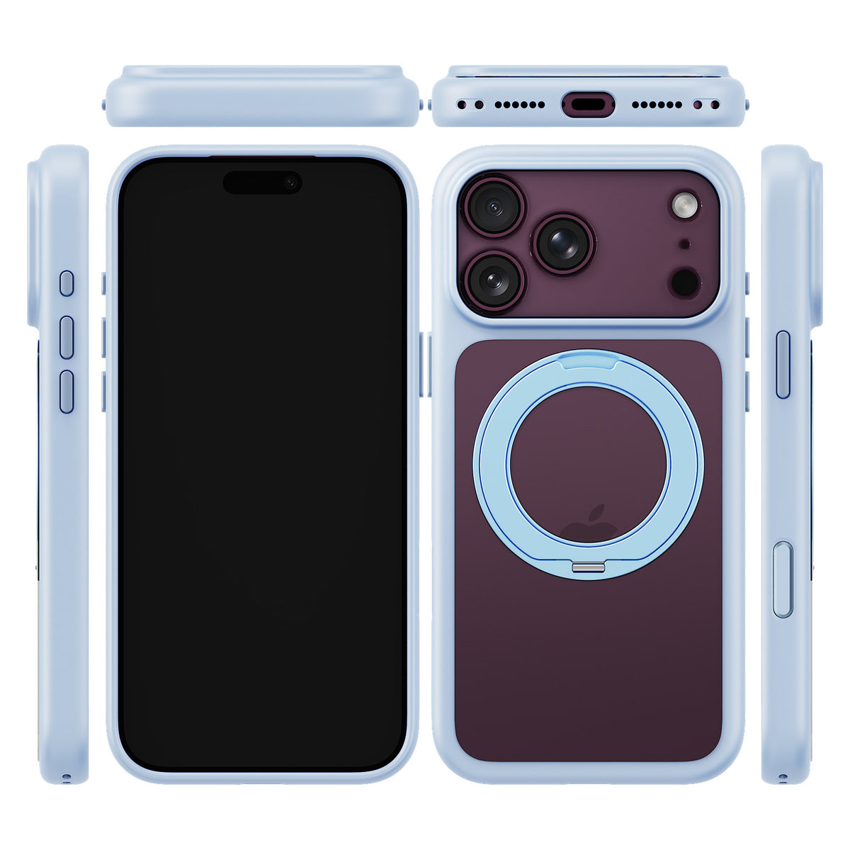 iiCASE Glacier 360 Ring Stand Case iPhone Case in Crystal Ice Blue shown on purple iPhone detail image