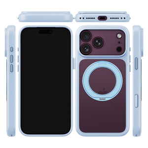 iiCASE Glacier 360 Ring Stand Case iPhone Case in Crystal Ice Blue shown on purple iPhone detail image
