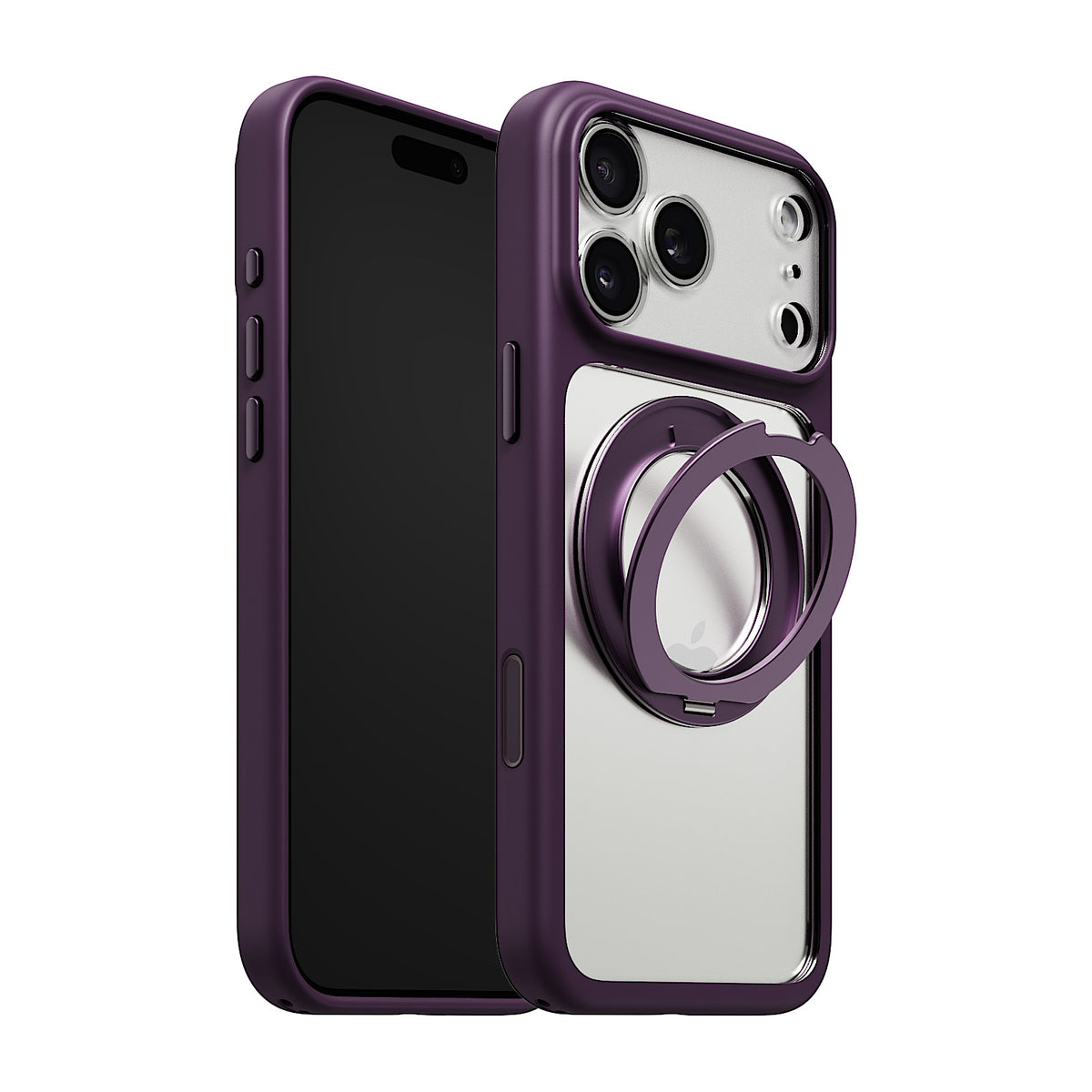 iiCASE Glacier 360 Ring Stand Case iPhone Case in Crystal Dark Plum shown on silver iPhone product image
