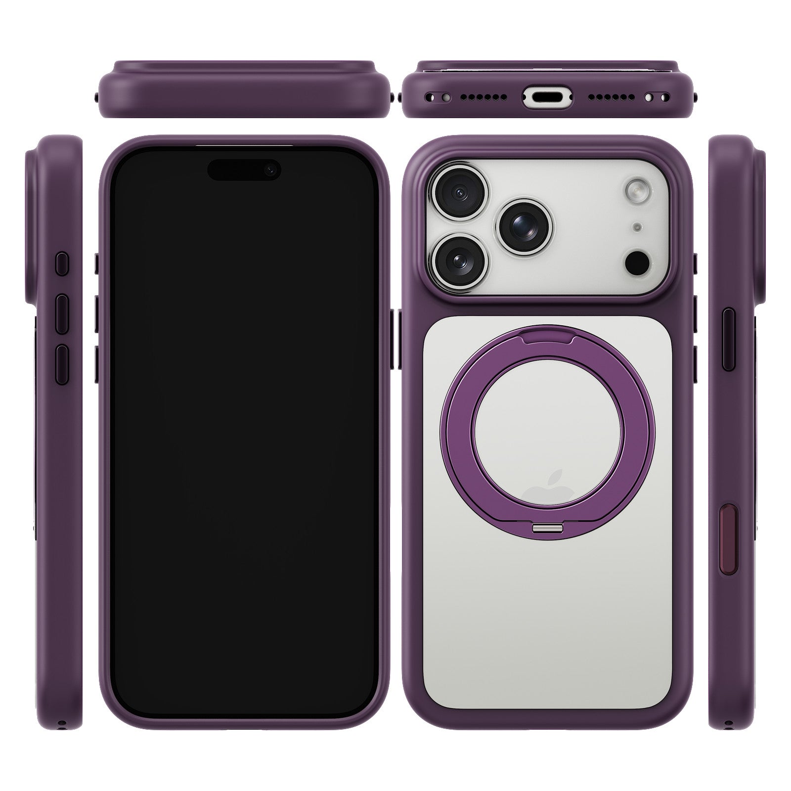 iiCASE Glacier 360 Ring Stand Case iPhone Case in Crystal Dark Plum shown on silver iPhone detail image