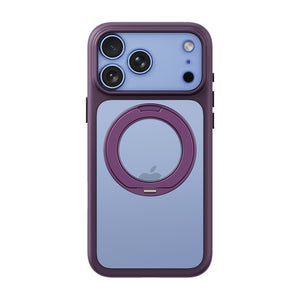 iiCASE Glacier 360 Ring Stand Case iPhone Case in Crystal Dark Plum shown on ice blue iPhone detail image