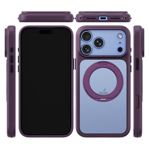 iiCASE Glacier 360 Ring Stand Case iPhone Case in Crystal Dark Plum shown on ice blue iPhone detail image
