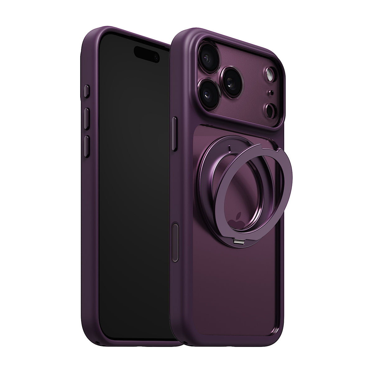 iiCASE Glacier 360 Ring Stand Case iPhone Case in Crystal Dark Plum shown on purple iPhone detail image