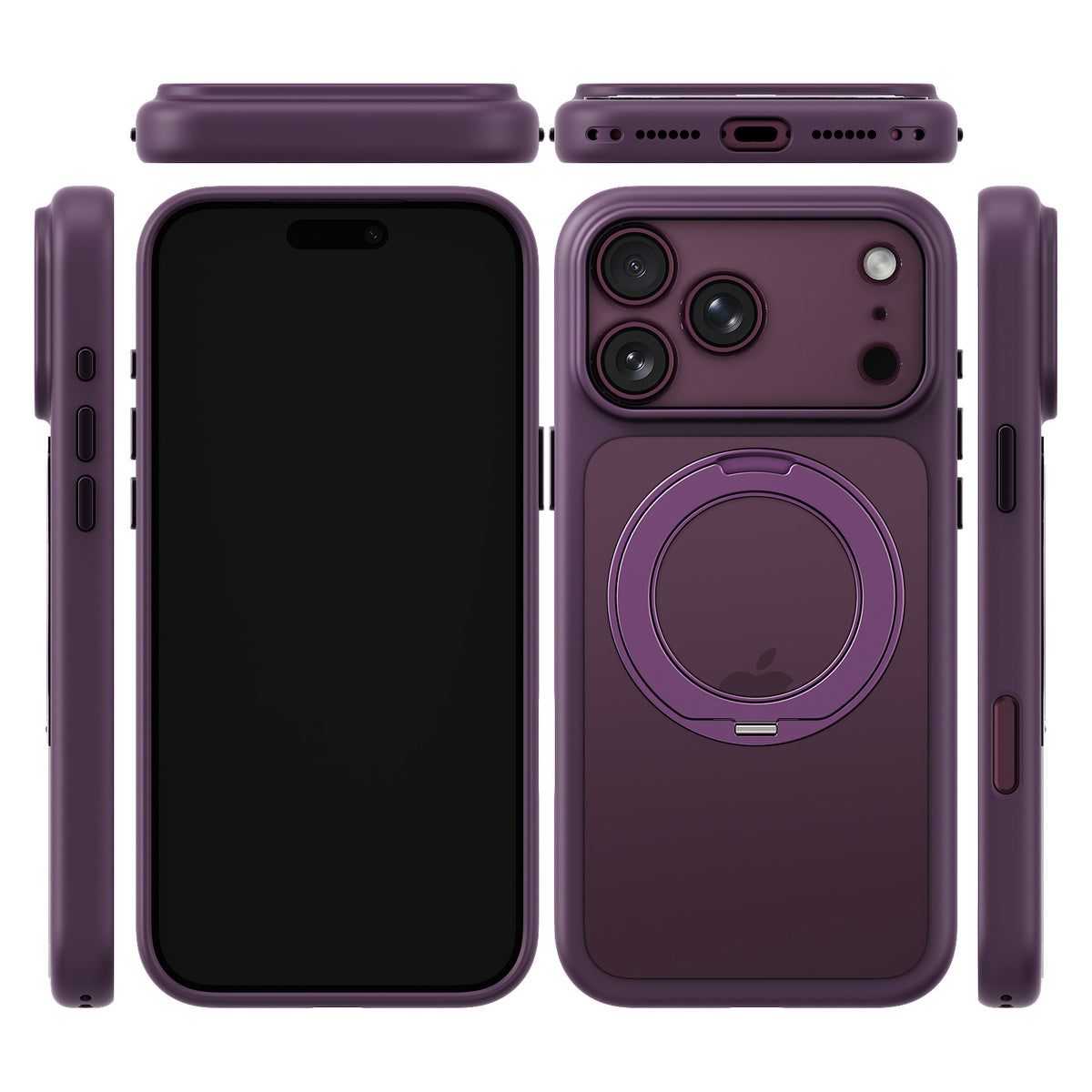 iiCASE Glacier 360 Ring Stand Case iPhone Case in Crystal Dark Plum shown on purple iPhone detail image