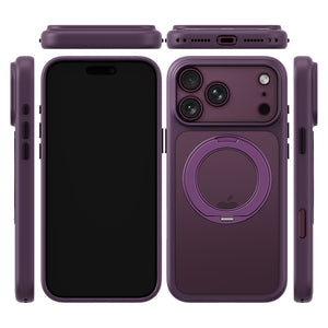 iiCASE Glacier 360 Ring Stand Case iPhone Case in Crystal Dark Plum shown on purple iPhone detail image