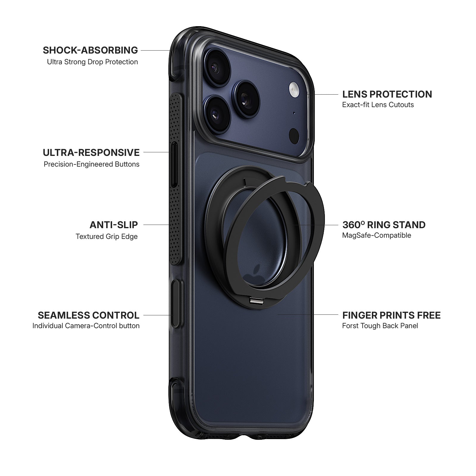 iiCASE Aegis 360 iPhone Case in Smoke Black detail image - image 13