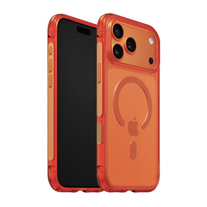 iiCASE Aegis MagSafe Case iPhone Case in Coral Orange shown on orange iPhone product image - image 23