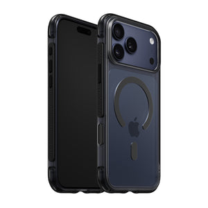 iiCASE Aegis MagSafe Case iPhone Case in Smoke Black shown on dark blue iPhone product image - image 11