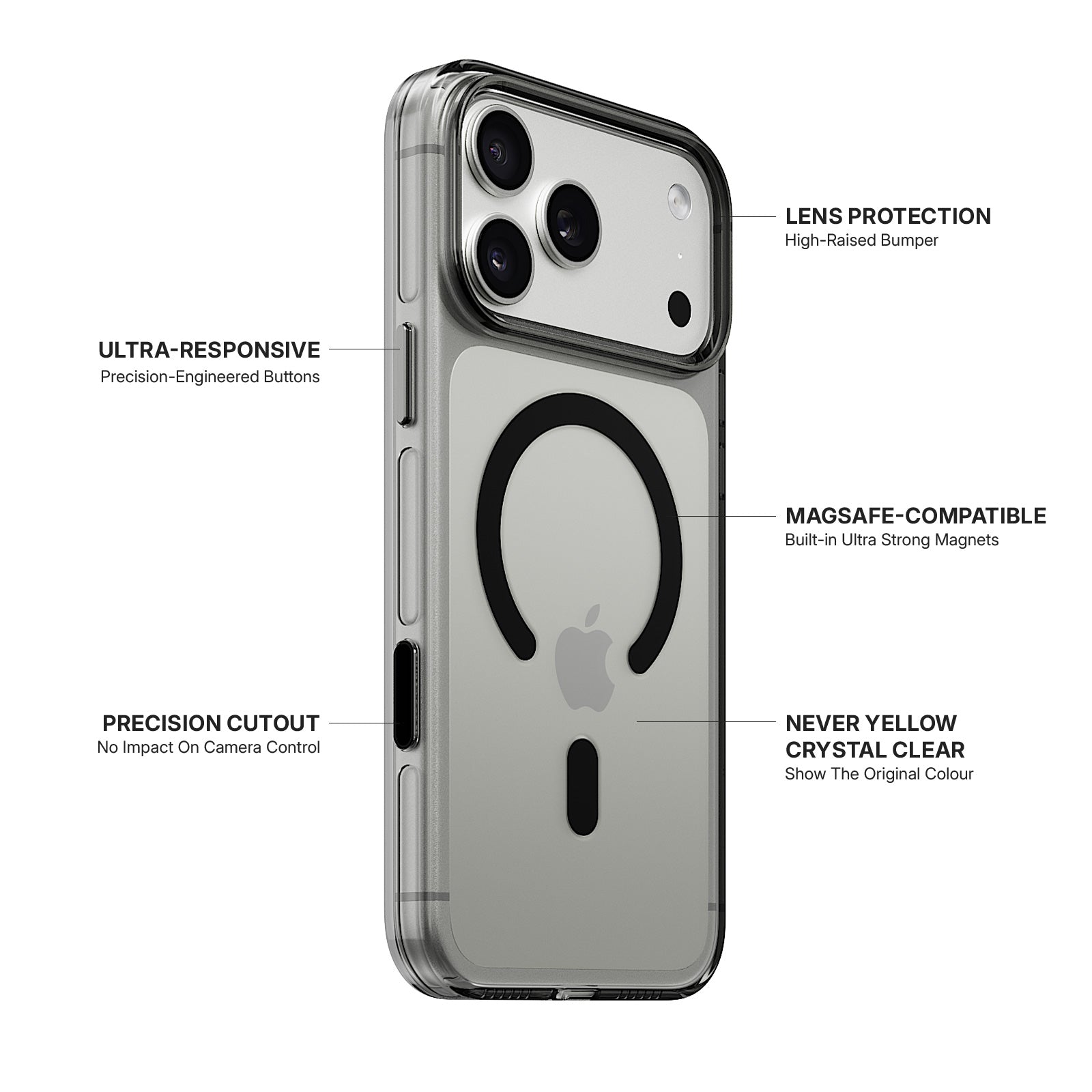 iiCASE Crystal EverClear MagSafe Case iPhone Case in Crystal Grey detail image - image 9