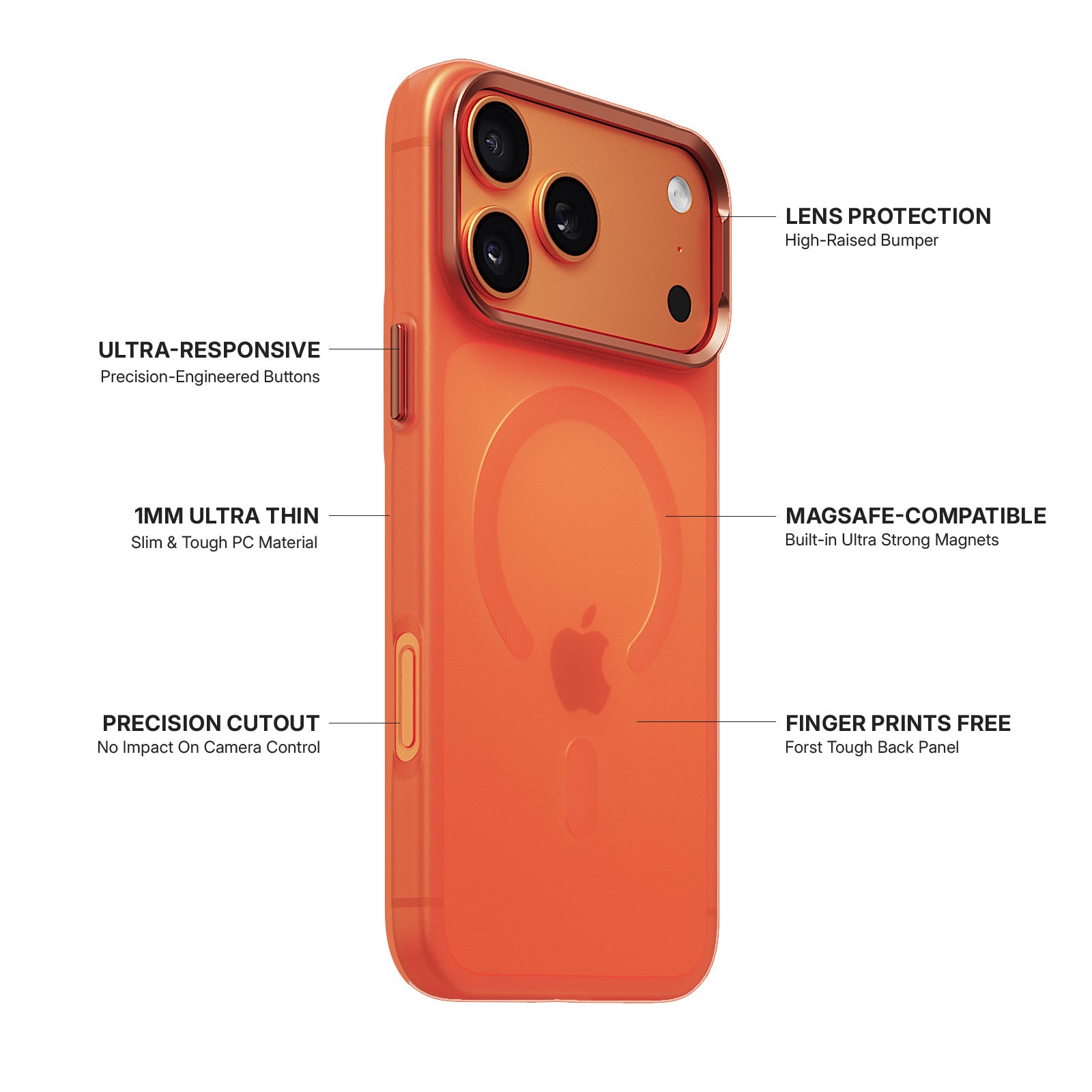 iiCASE Frost Veil MagSafe Case iPhone Case in Coral Orange detail image - image 24
