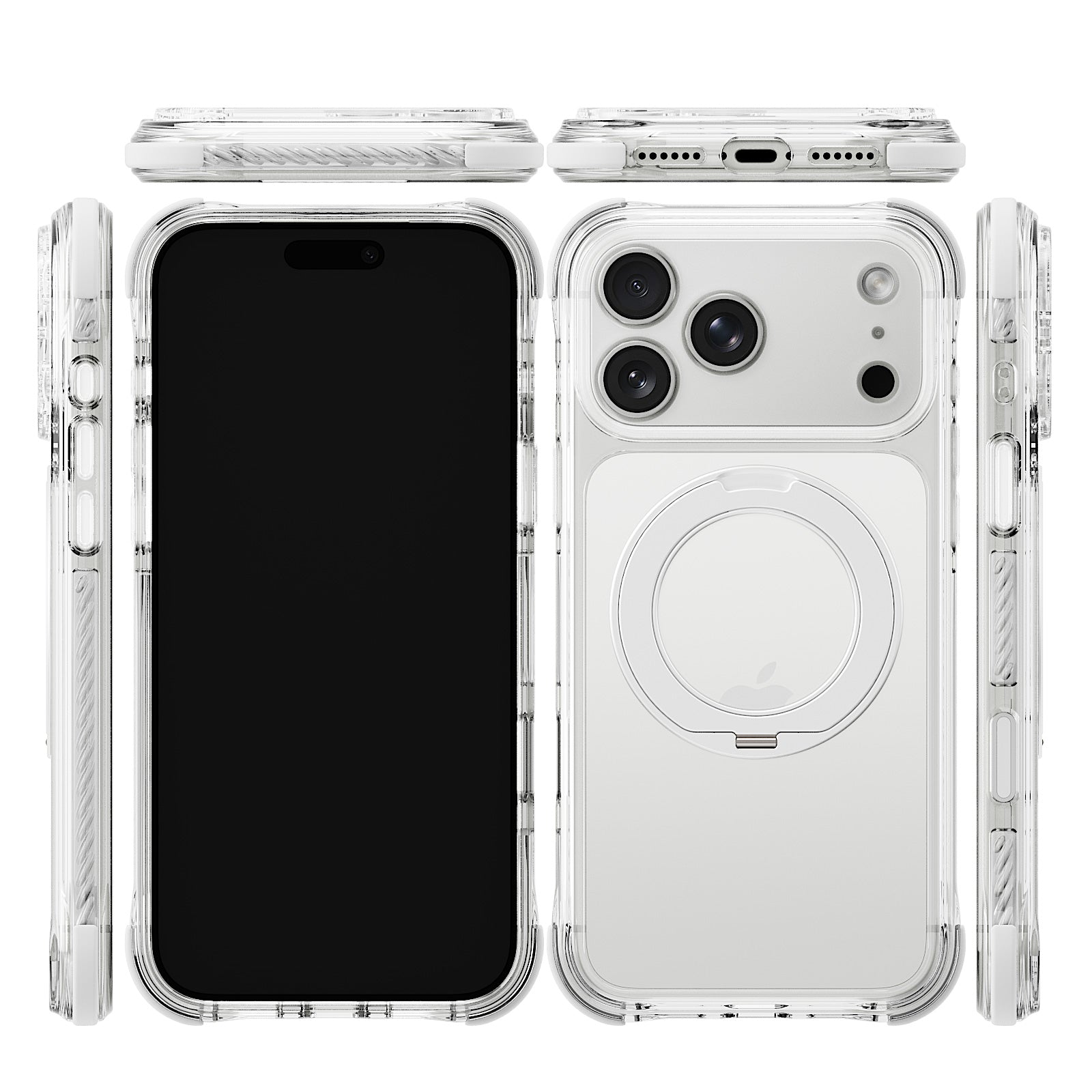 iiCASE Macaron Shield 360 Ring Stand iPhone Case in Clear White detail image - image 14