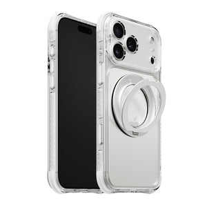 iiCASE Macaron Shield 360 Ring Stand iPhone Case in Clear White shown on silver iPhone product image - image 11