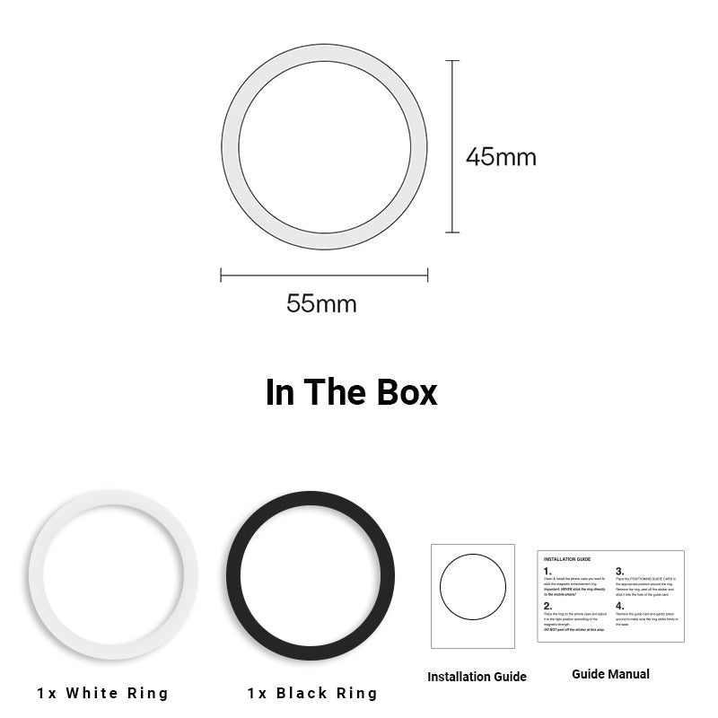 MagSafe magnetic Enhancement Ring (2 Packs, 1 White + 1 Black)