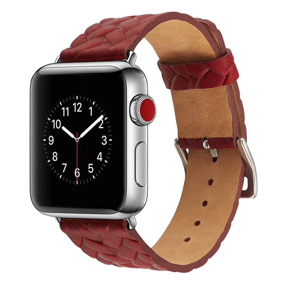 Genuine Leather Woven Pattern Apple Watch Band Single Tour - iiCase