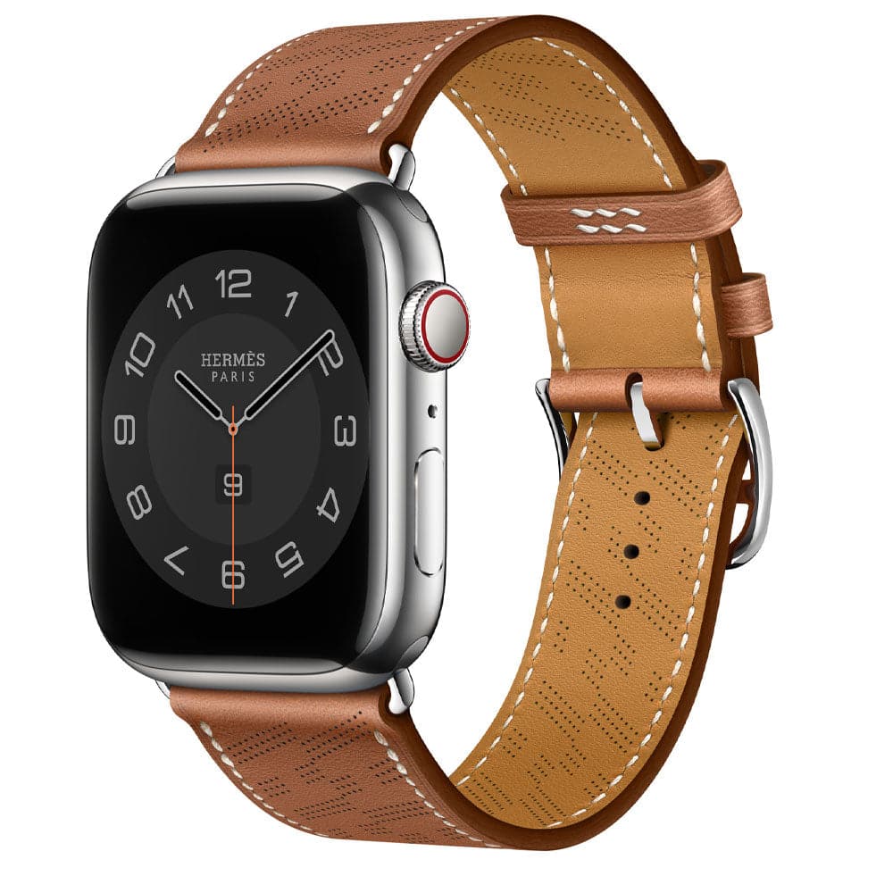 H Diagonal Genuine Leather Single Tour Apple Watch Band - iiCase