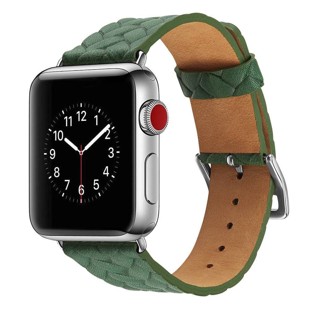 Genuine Leather Woven Pattern Apple Watch Band Single Tour - iiCase