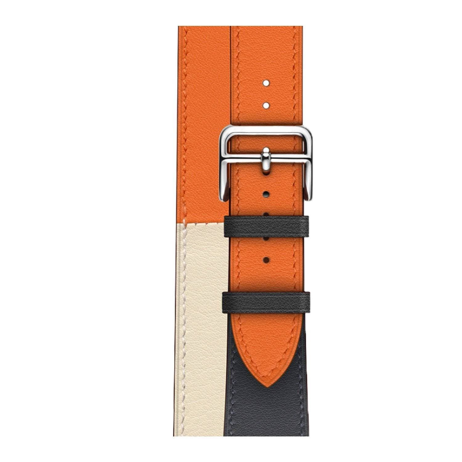 Genuine leather fashion contrast colour Apple Watch Band Double Tour - iiCase