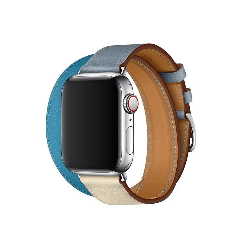 Genuine leather fashion contrast colour Apple Watch Band Double Tour - iiCase