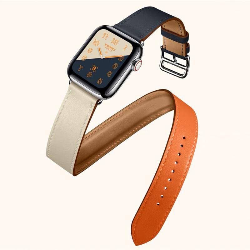 Genuine leather fashion contrast colour Apple Watch Band Double Tour - iiCase