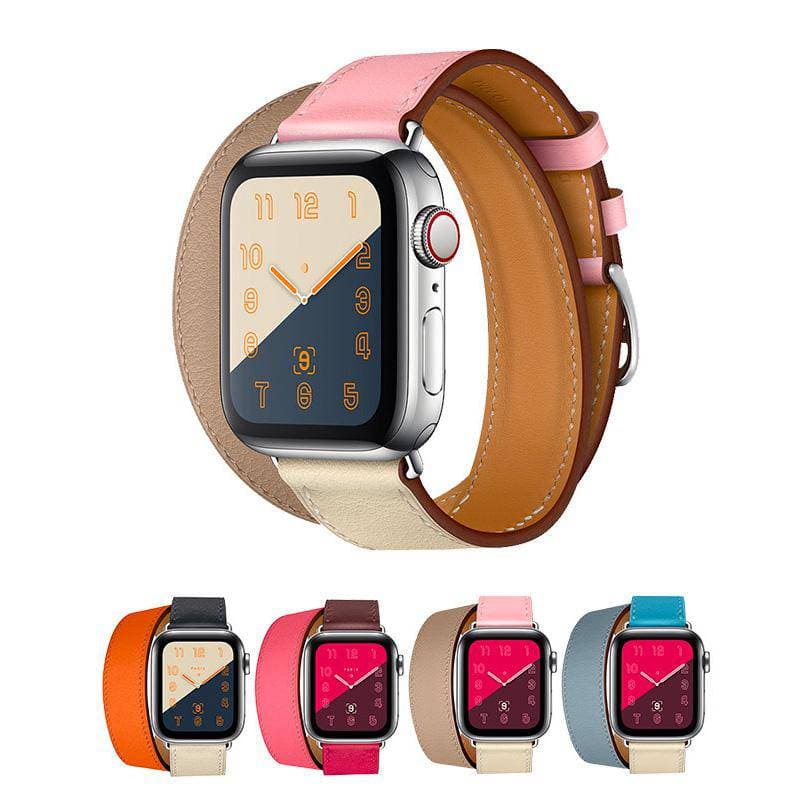 Genuine leather fashion contrast colour Apple Watch Band Double Tour - iiCase