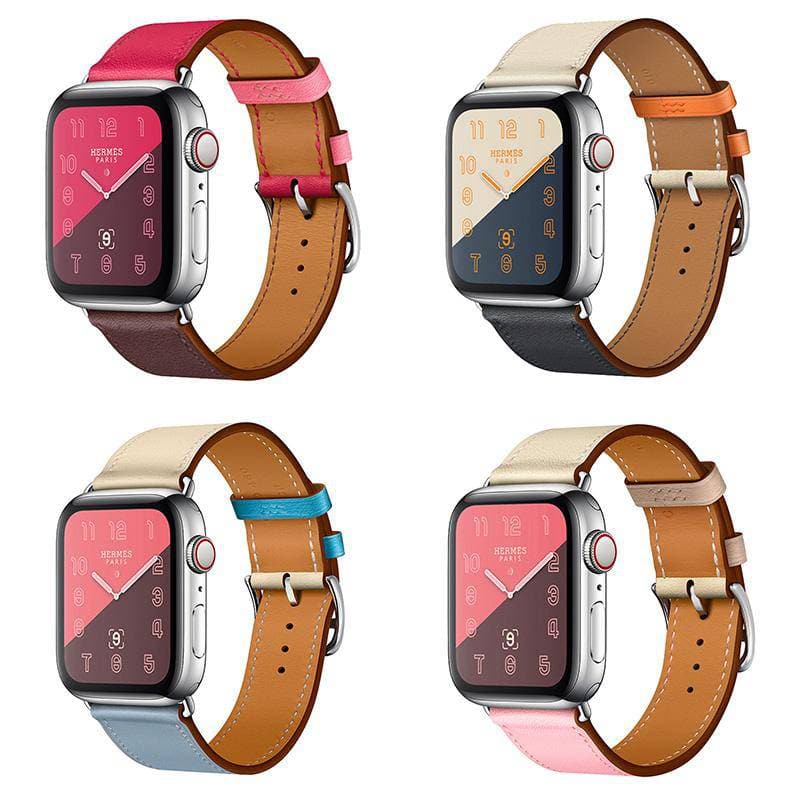 Genuine leather fashion contrast colour Apple Watch Band single tour - iiCase