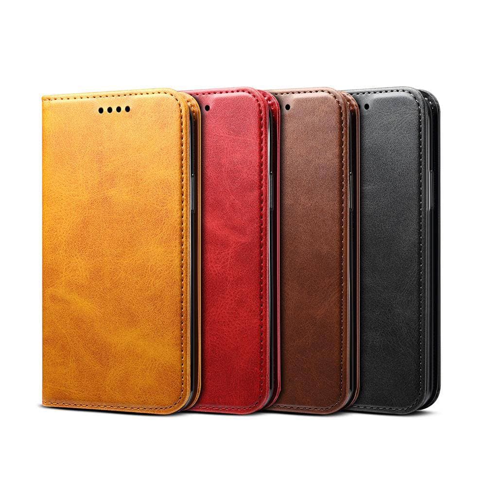 Leather wallet magnet close 3 card slots iPhone case - iiCase