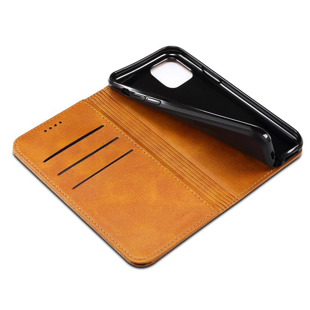 Leather wallet magnet close 3 card slots iPhone case - iiCase