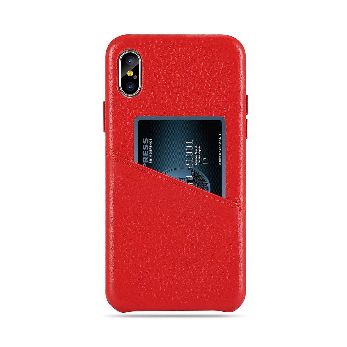 PrimDefence® Genuine Italian Leather Litchi Pattern Card Slot iPhone Case - iiCase