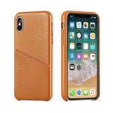 PrimDefence® Genuine Italian Leather Litchi Pattern Card Slot iPhone Case - iiCase