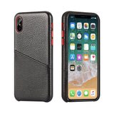 PrimDefence® Genuine Italian Leather Litchi Pattern Card Slot iPhone Case - iiCase