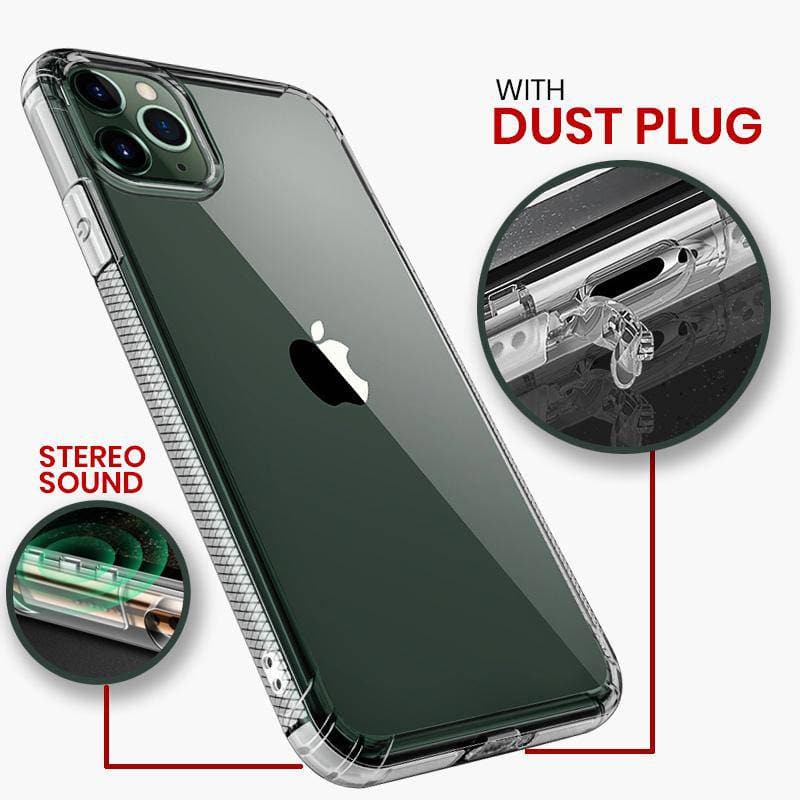 Protective Clear Transparent iPhone Case with dust-proof plug & stereo sound - iiCase