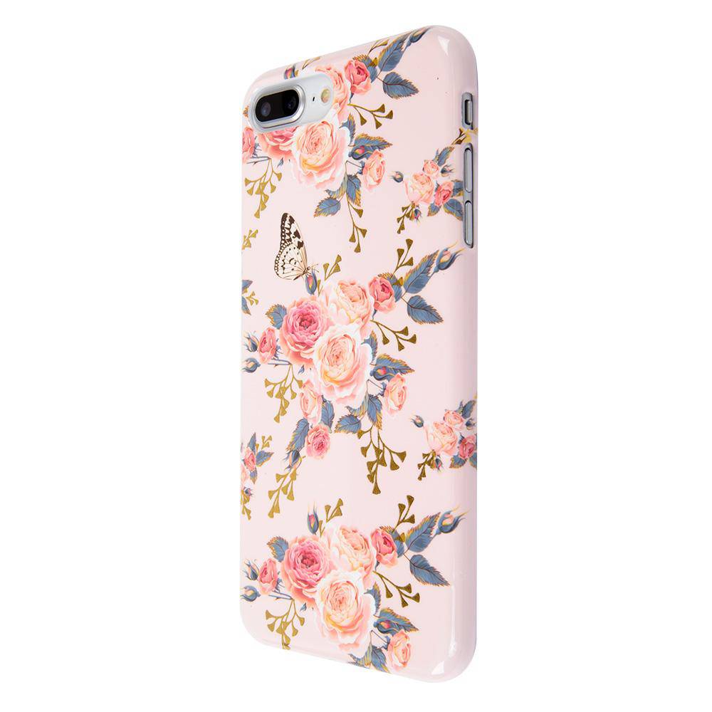Soft TPU pink flower pattern with gold glitter iPhone 6+ Plus Case 5.5 inch - iiCase